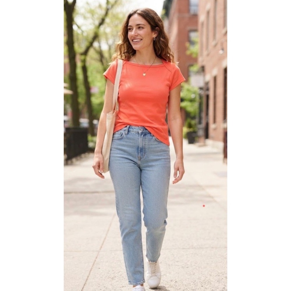 Maeve by Anthropologie Cotton Blend Cap Sleeve Coral Top NWT SIZE XL
